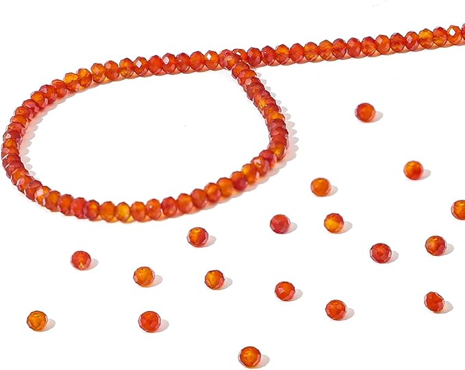 Natural Red Agate Beads 4x2mm 120pcs Faceted Rondelle Loose Semi Gemstone Beads for Jewelry Making Design