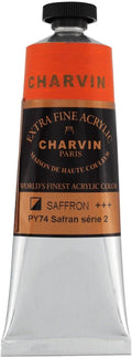 Charvin Extra Fine Professional Acrylic Paint - Saffron, 60ml Tube, Triple-Milled, Lightfast Pigments, Open Stock Artist Acrylic Paints in Nature-Inspired Hues
