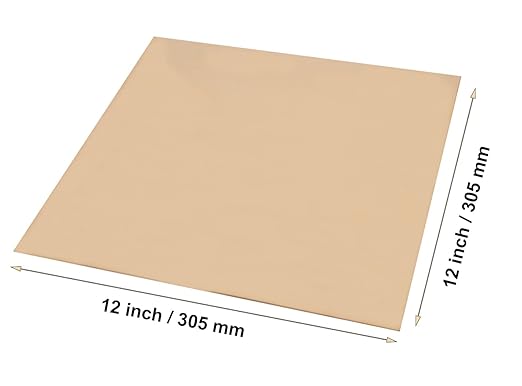 1 Pcs C280 Brass Sheet, 11.8" x 11.8", 24 Gauge(0.02"/0.51mm) Thickness, No Scratches, Protective Film on Both Sides