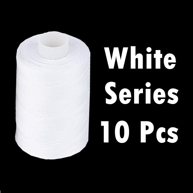 Simthread All Purpose Sewing Thread, 10 Spool White Series 1000 Yards Each Bobbin Polyester Thread for Sewing, Handy Polyester Sewing Threads for Sewing Machine - (White Series)