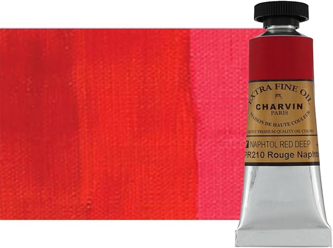 Charvin Extra Fine Oil Paint, Napthol Red Deep 20 ml - Triple-Milled, Rich Texture, Poppy Oil-Based, Light-Fast, Handmade, Archival Quality