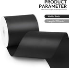 3 Inch 25 Yard Wide Satin Ribbon Black, Solid Fabric Large Ribbon Roll for Cutting Ceremony Wedding Opening Party Decoration, Chairs, Sewing, Festival Pageant Sashes