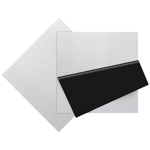 2Pcs 430 Stainless Steel Sheet Metal 6" x 6" x 1/32" Inch Metal Plates for Magnetic Mount Board Wall 20GA(0.80MM) 430 Stainless Steel Shim Stock Plates Metal Sheets for Crafting, Kitchen, Office