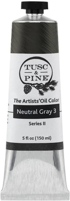 Tusc & Pine Artist Oil Paint - Neutral Gray 3, 150 ml, Non-Yellowing, Rich & Creamy Consistency, Maximum Pigment Load, Small Batch Milled Oil Paints Made in the USA for Professional Artists