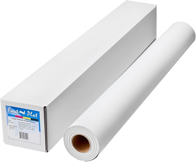 FastPlot Self Adhesive Vinyl - Waterproof 4mil - 42inch x 60ft Roll - 2inch core