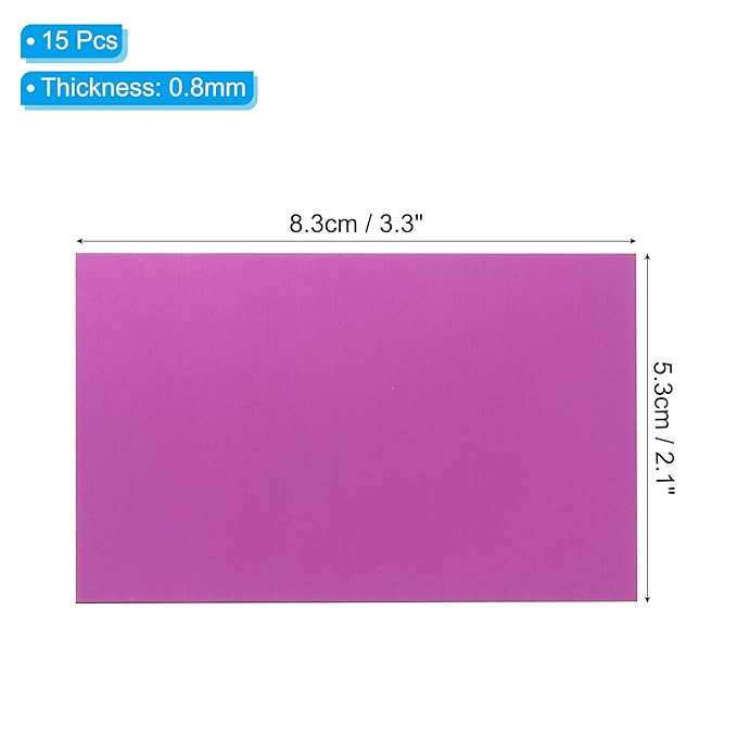 PATIKIL 2.1x3.3 Inch Anodized Aluminum Sheet Metal, 15Pcs Laser Plates Engraving Blanks 0.5MM Thin Rectangle for Crafting DIY House Laser Engraving, Purple