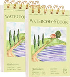 2-Packs Watercolor Paper Pad 3.5x5.5 Inch | 30 Sheets 140lb/300g,Spiral-Bound, Tear-Resistant & No-Bleed | Artist-Grade for Water Color Paper/Ink | Compact Travel Sketchbook (Adults, Students)