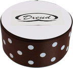 Polka Dot Grosgrain Ribbon 25 Yard Each Roll 100% Polyester (1/1-2", Coffee)