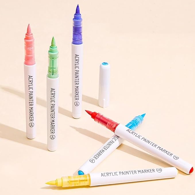 171 Colors Acrylic Paint Marker Single Tip Soft Brush Pens Ideal for Coloring Books, Canvas, Wood, Stone, Egg and DIY Crafts