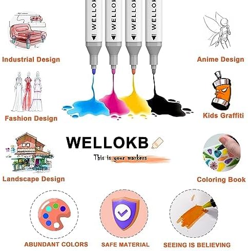 Alcohol Markers,80 Colors Dual Tip Permanent Art Markers for Kids Adults Coloring Illustrations Sketch,Christmas gift for 6-9 kid,Alcohol Based Marker with Case,for Book Painting Card Making