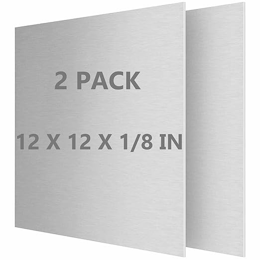 2Pack 6061 T651 Aluminum Sheet Metal 12 x 12 x 1/8(0.125”) Inches Flat Plain Aluminum Plate Covered with Protective Film, Heat Treatable Rectangle 3mm Aluminum Metal Plate for Crafting, Industrial