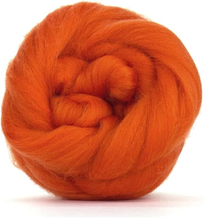 Revolution Fibers Merino Wool Combed Top | 1 lb Premium Wool Roving | 22 Micron, Best Merino Wool for Spinning, Tapestry, Needle Felting, Big Yarn Roving and Wall Hangings (Pumpkin)