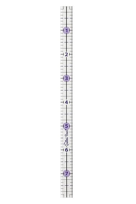 The Quilted Bear Quilting Rulers - Transparent Acrylic Non Slip Quilting, Patchwork & Sewing Ruler with Clear Black Lines & 30, 45 & 60 Degree Angles for Perfect Accuracy & Precision (0.5" x 8")