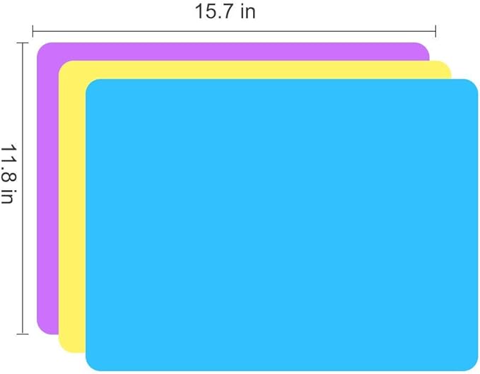3 Pack Silicone mat Large Silicone Sheets for Crafts, Liquid, Resin Jewelry Casting Molds Mat, Silicone Placemat 15.7” x 11.8” (Blue& Purple & Yellow)