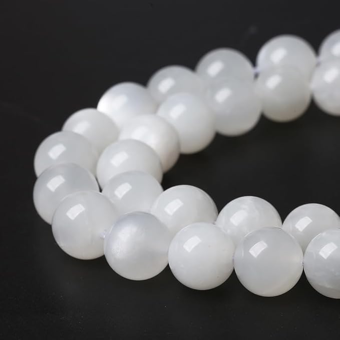 36pcs 10mm Natural White Moonstone Beads AAA Gemstone Round Loose Beads for Jewelry Making DIY Bracelets Necklaces Crystal Energy Healing Stone Beads 15" (10mm, White Moonstone)