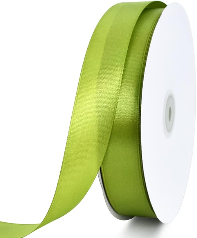 TONIFUL 1 Inch x 100yds Sage Olive Green Satin Ribbon, Thin Solid Color Satin Ribbon for Gift Wrapping, Crafts, Hair Bows Making, Wedding Party Decoration, Invitation Cards, Floral Bouquets