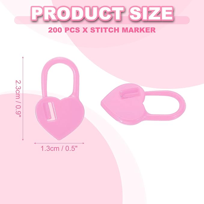 uxcell 200pcs Stitch Markers for Crocheting, Heart Shaped Crochet Marker Needle Clip Counter for Knitting Clothing Tag DIY Craft,Light Purple