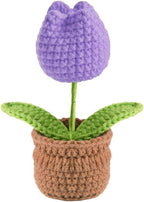 Tulip Pin Cushion, Handmade Knitted Pincushions, Cute Pin Cushions Needle Holders for Sewing Quilting Accessory, DIY Crafts or Patchwork Decor.Flowerpot Design Purple Tulip