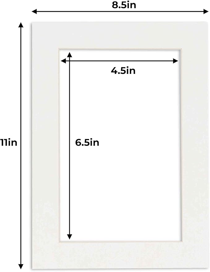 5x7 Mat for 8.5x11 Frame - Precut Mat Board Acid-Free Textured White 5x7 Photo Matte For a 8.5x11 Picture Frame, Premium Matboard for Family Photos, Show Kits, Art, Picture Framing, Pack of 25 Mats