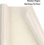 NESCCI Off White Matte Wrapping Paper,Solid Color Pearly-Lustre Paper,Gift Wrapping Paper,Perfect for Wedding,Valentine's Day,Birthday, Christmas,Baby Shower,DIY Bouquet (17 Inches X 32.8 Feet)