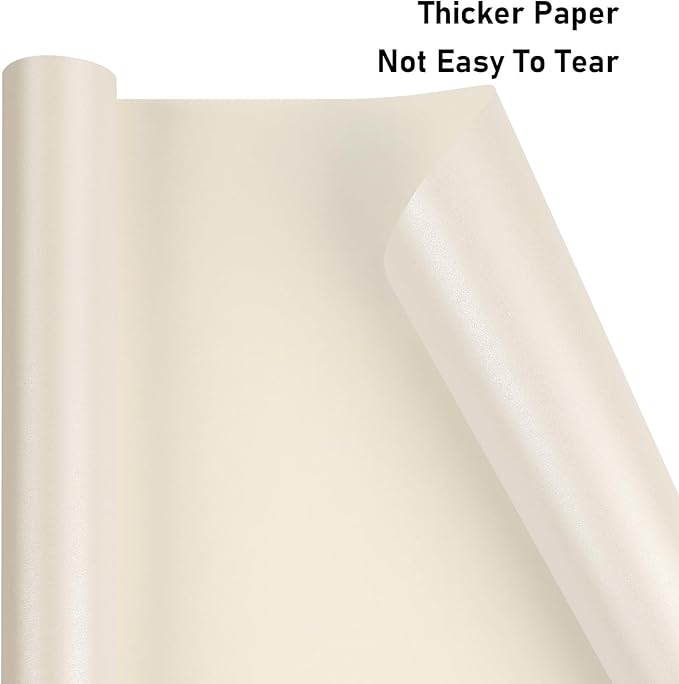 NESCCI Off white Matte Wrapping Paper,Solid Color Pearly-Lustre Paper-3 Roll,17 Inches X 32.8 Feet Per roll.Gift Wrapping Paper,Perfect for Wedding,Birthday, Christmas,DIY Bouquet