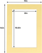 11x14 Mat for 8.5x11 Photo - Precut Soft Yellow Picture Matboard for Frames Measuring 11 x 14 Inches - Bevel Cut Matte to Display Art Measuring 8.5 x 11 Inches - Acid Free Pack of 25 MATS