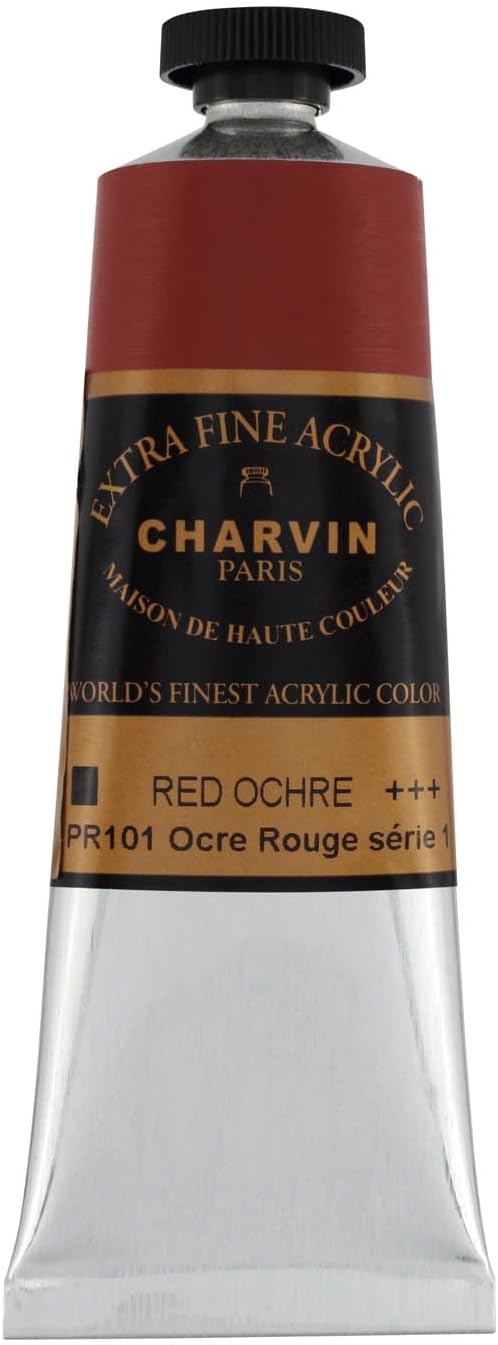 Charvin Extra Fine Professional Artist Acrylic Paint Colors, Nature Themed Hues, 150ml Red Ochre