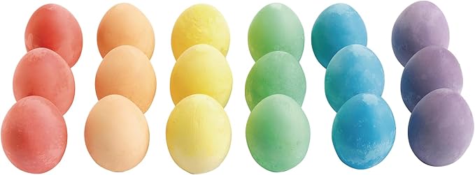 Colorations Chunky Chalk Eggs, Set of 18, for Kids and Toddlers, Easy Grip, Non-Toxic, Assorted Colors, 2 1/8 X 1 1/2 inches, Outdoor Play, Create, Drawing, Assorted Set (CHALKEGG)