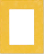 8.5x11 Mat Bevel Cut for 7x9 Photos - Acid Free Sunrise Yellow Suede Precut Matboard With Backing Board and Crystal Clear, Self Seal Photo Mat Bag - For Pictures, Photos, Framing - 4-ply Thickness
