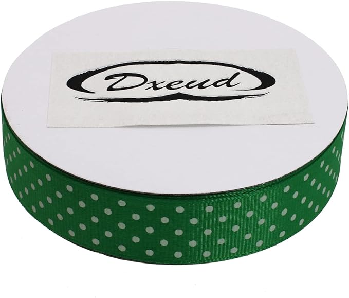 Polka Dot Grosgrain Ribbon 25 Yard Each Roll 100% Polyester (3/4", Green)