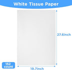 152 Sheets 27x19 Inches Wet Strength Tissue Paper for Art Collage White Wrapping Paper Sheets Packing Tissue for Collage Model Making, Media Crafts Etc Resistant to Tearing When Wet