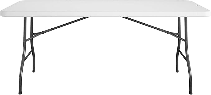COSCO 6 Foot Blow Molded Folding Table, White