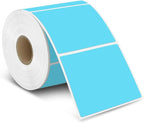 iEager Blue Square Thermal Label Stickers, 3" x 3" Self-Adhesive Square Direct Thermal Labels with Perforation Line, 500 Sheets/Roll