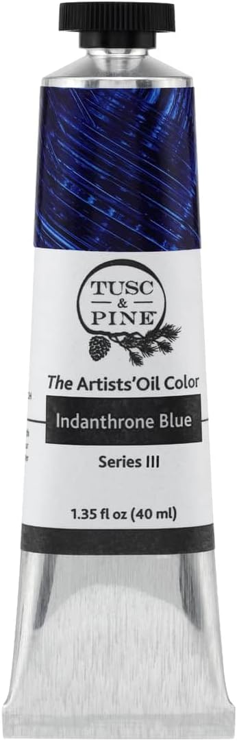Tusc & Pine Artist Oil Paint - Indanthrone Blue, 40 ml, Non-Yellowing, Rich & Creamy Consistency, Maximum Pigment Load, Small Batch Milled Oil Paints Made in the USA for Professional Artists