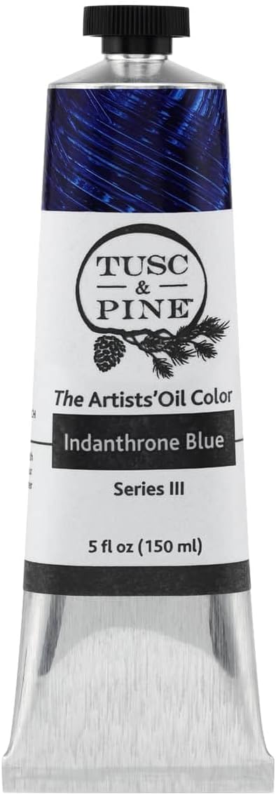 Tusc & Pine Artist Oil Paint - Indanthrone Blue, 150 ml, Non-Yellowing, Rich & Creamy Consistency, Maximum Pigment Load, Small Batch Milled Oil Paints Made in the USA for Professional Artists