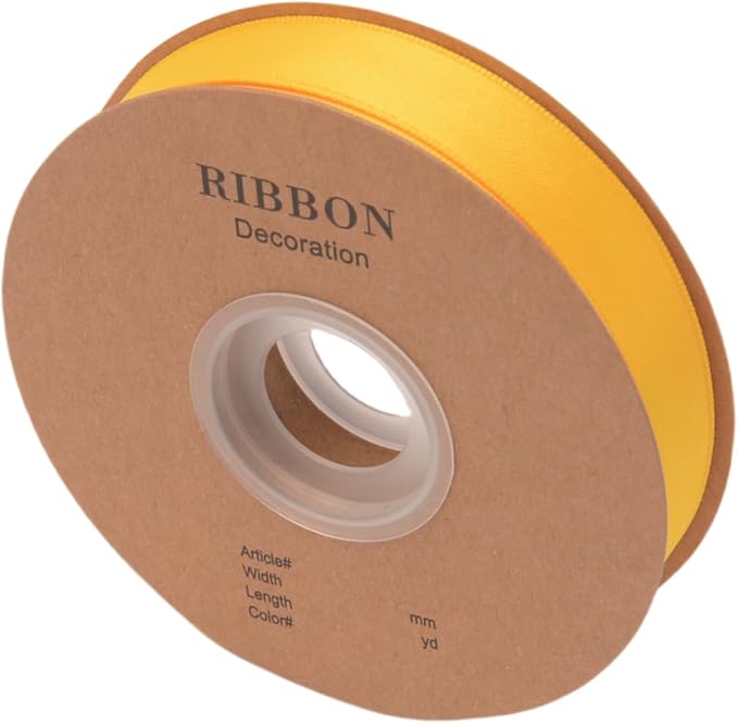 Double Side Satin Ribbon, Continuous 20 Yards,Use for Craft Bows Bouquet, Gift Wrapping, Wedding Decoration, Floral Arrangement (Yellow, 4/5 inch)