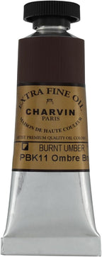 Charvin Extra Fine Oil Paint, Burnt Umber 20 mL - Triple-Milled, Rich Texture, Poppy Oil-Based, Light-Fast, Handmade, Archival Quality