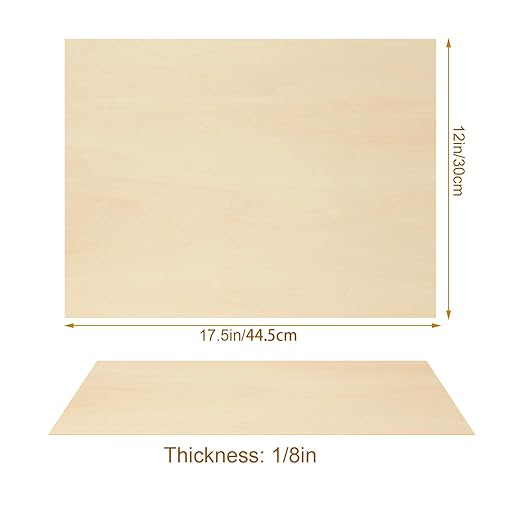 12Pcs 18 x 12 x 1/8 Inch Basswood Sheets, Unfinished Plywood Boards, 3mm Basswood for Laser Cutting, Painting, Pyrography, Wood Engraving, Wood Burning, Architectural Models