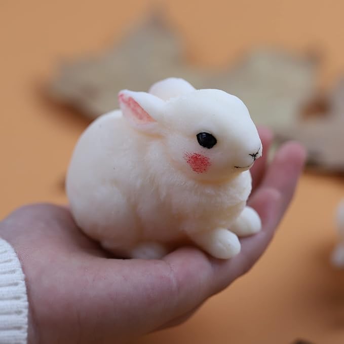 2 Pack Hairy Rabbit Silicone Mold for Candle, Resin, Soap - 3D Animal Decorative Mold for Candle Making