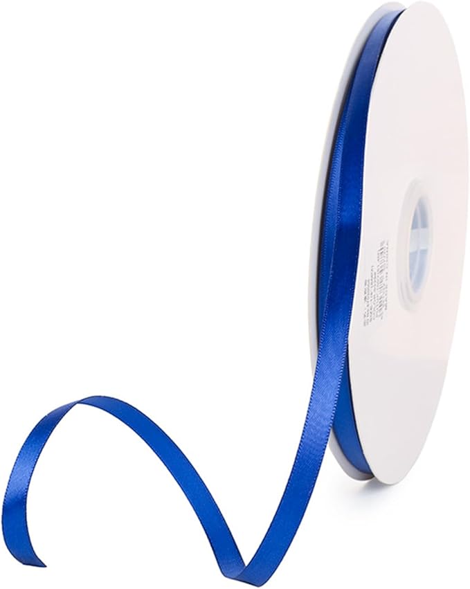 1/4" x 100 Yards Royal Blue Polyester Satin Ribbon Single Faced Bulk Fabric Ribbons for Gift Wrapping, Crafting and DIY Projects, Hair Accessories, Tiny Bows