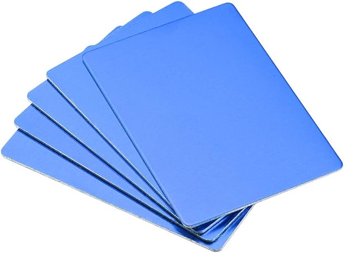 uxcell Blank Metal Card 88x53x0.8mm Anodized Aluminum Plate for DIY Laser Printing Engraving Blue 5 Pcs