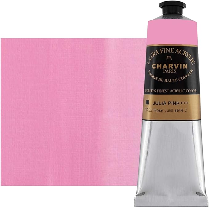 Charvin Extra Fine Professional Acrylic Paint - Julia Pink, 150ml Tube, Triple-Milled, Lightfast Pigments, Open Stock Artist Acrylic Paints in Nature-Inspired Hues