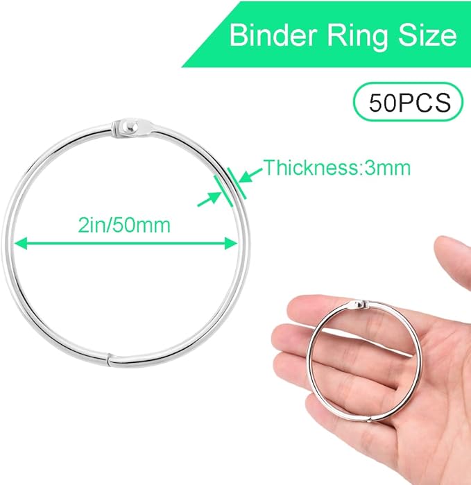 CooBigo 50 Pack Shower Curtain Rings Rust Proof Curtain Hook for Bathroom Shower Rod, Metal Ring for Shower Curtain - 2Inch, Silver