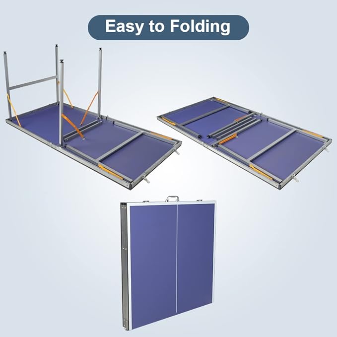 4.5FT/6FT/8FT Mid-Size Table Tennis Table Ping-Pong Table Set Foldable & Portable Table Indoor Outdoor for Family Game