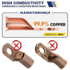 haisstronica 10pcs 3/0 AWG - 3/8"(M10) Battery Cable Lugs, Heavy Duty Copper Wire Lugs with 10pcs 3:1 Adhesive Heat Shrink Tubing, 000 Gauge Wire Lugs, Battery Terminal Connector, Battery Cable Ends