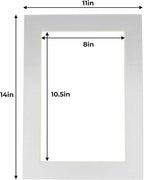 11x14 Mat for 8.5x11 Photo - Precut Metallic Silver Picture Matboard for Frames Measuring 11 x 14 Inches - Bevel Cut Matte to Display Art Measuring 8.5 x 11 Inches - Acid Free ONE MAT