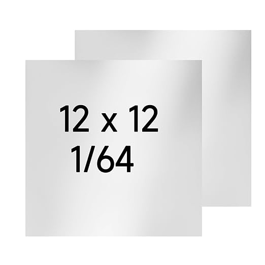 304 Stainless Steel Sheet - 2PCS 12" X 12" X 1/64" Thin Stainless Steel Plate 1/64 Inch Thickness with Protective Film Metal Sheets Stock Sheets for Kitchen DIY Crafting etc. (305 x 305 x 0.39 mm)