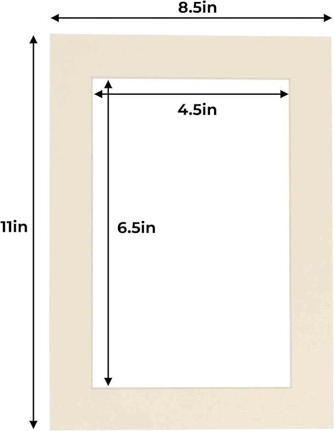 5x7 Mat for 8.5x11 Frame - Precut Mat Board Acid-Free Textured Cream 5x7 Photo Matte For a 8.5x11 Picture Frame, Premium Matboard for Family Photos, Show Kits, Art, Picture Framing, Pack of 1 Mat