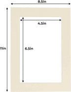 5x7 Mat for 8.5x11 Frame - Precut Mat Board Acid-Free Textured Cream 5x7 Photo Matte For a 8.5x11 Picture Frame, Premium Matboard for Family Photos, Show Kits, Art, Picture Framing, Pack of 10 Mats