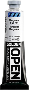 OPEN Slow-Drying Acrylics by GOLDEN, Manganese Blue Hue, 2 fl oz. tube, Professional Acrylic Paint, Transparent